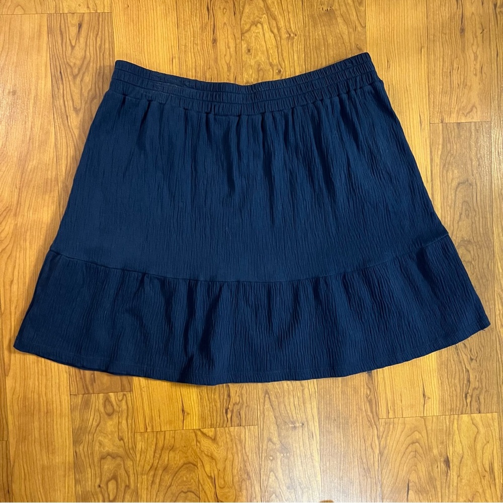 Lands’ End Large Navy Gauze Tiered Skirt w/Pockets, Excellent Condition